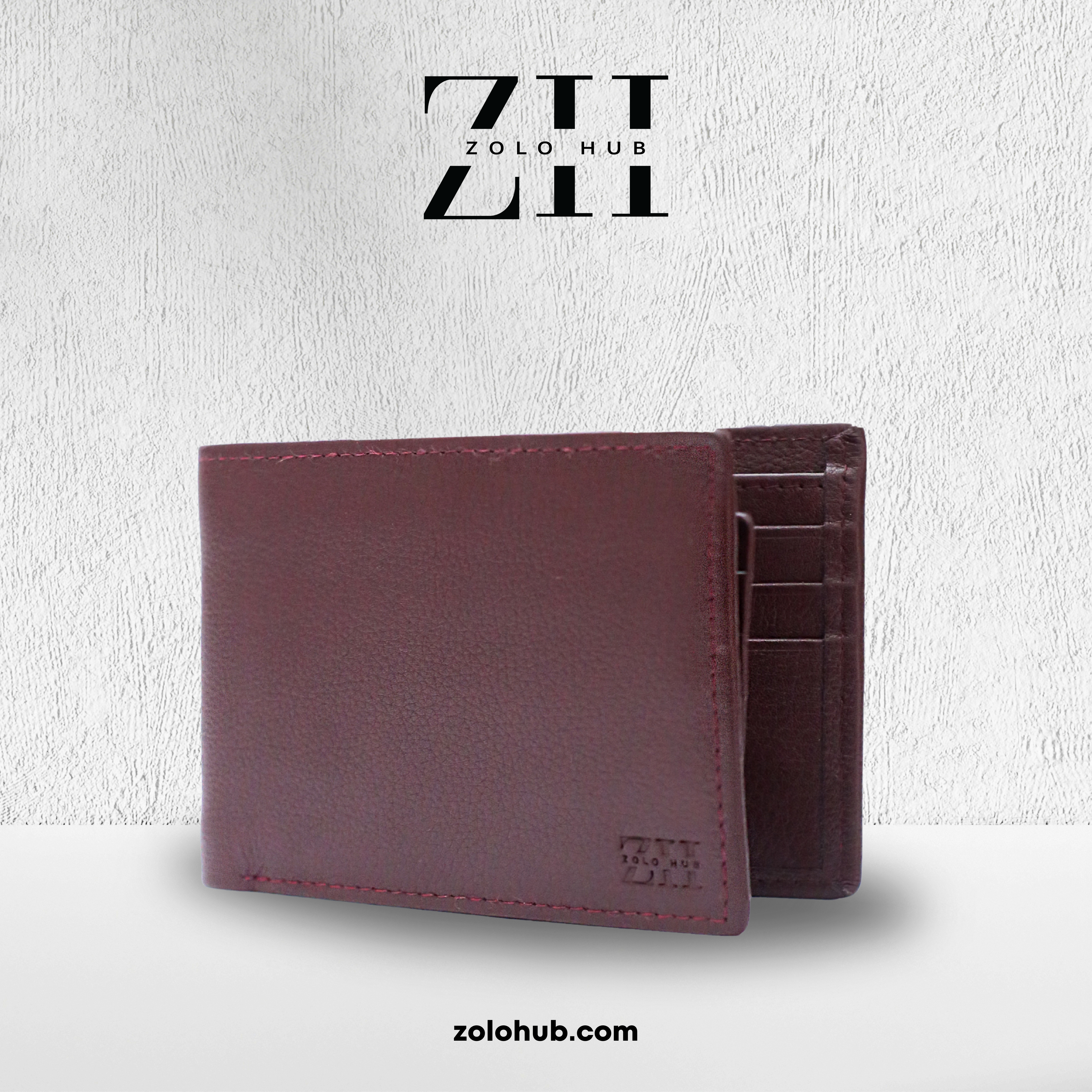 Classic bi-fold leather wallet for men with coin pocket